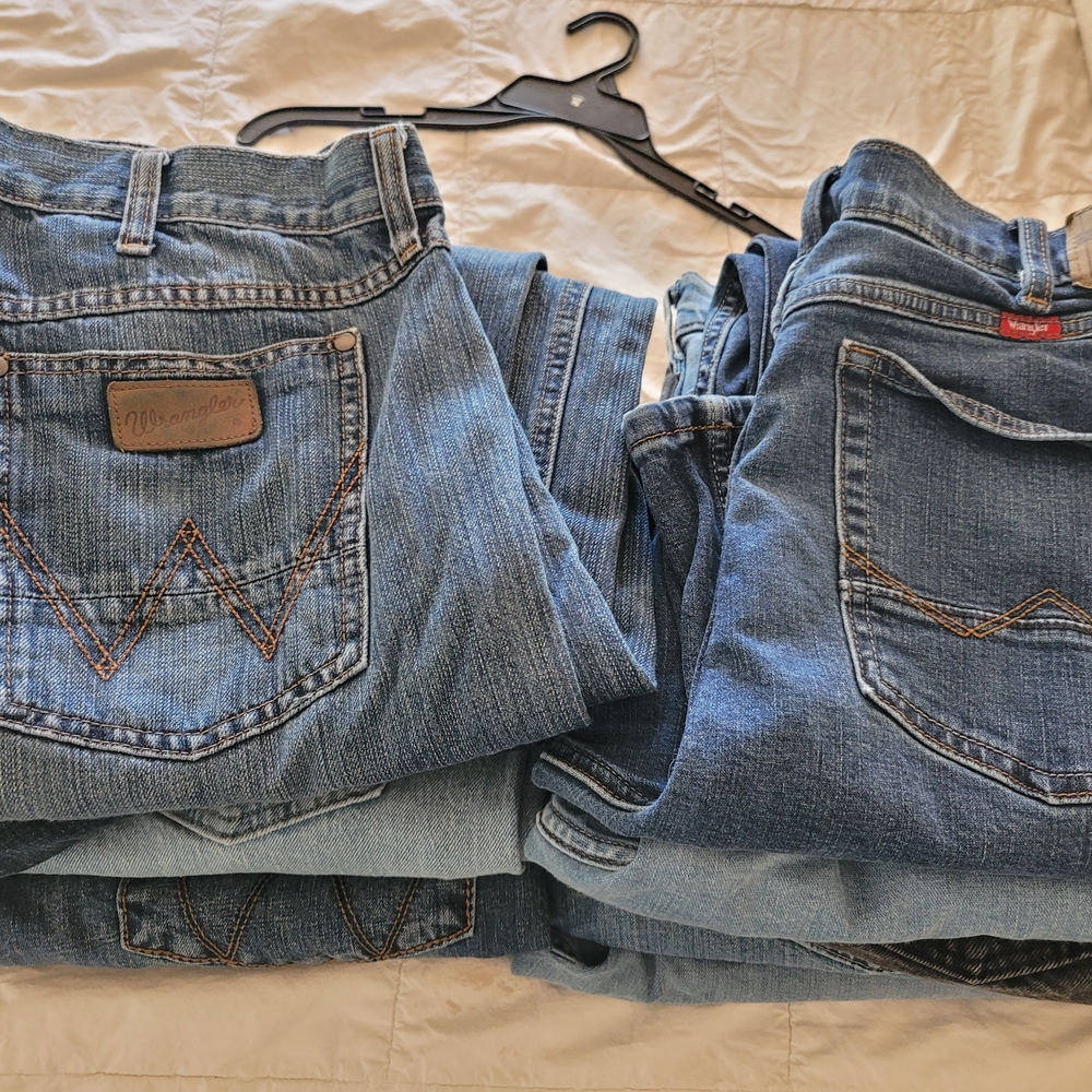 Rustler, Wrangler Men's Slim Straight Jeans - Classic Denim Jean Lot 36X Bundle!